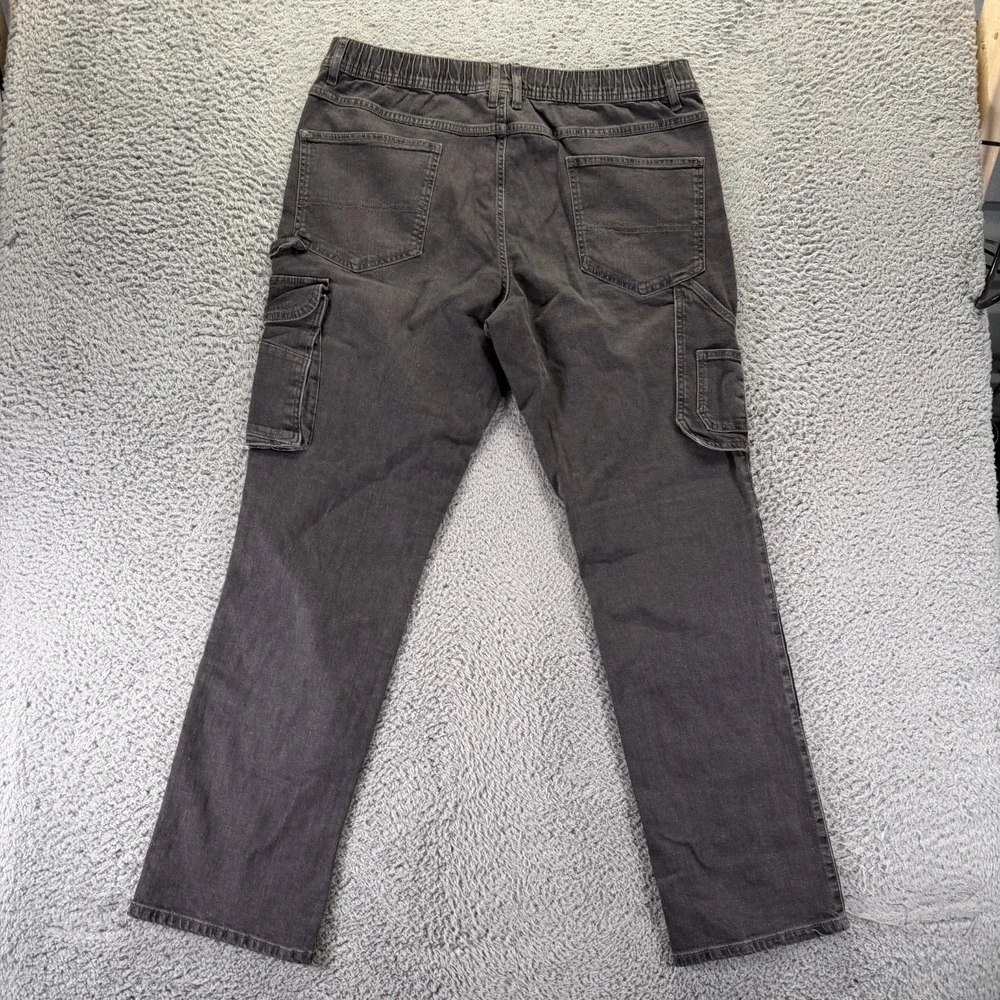 Parkside Jeans Mens 40x33 Gray Cotton Denim Straight Leg Cargo Carpenter Biker